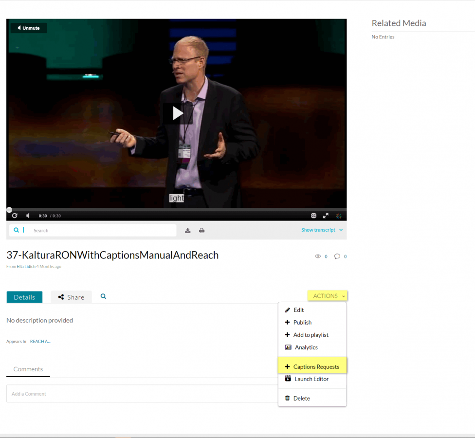 Kaltura How To Access The Caption Editor Learning Design Digital