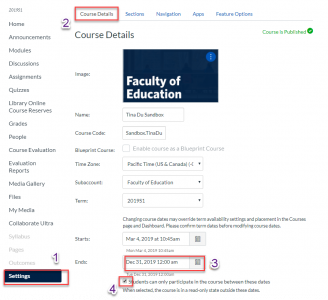 How can I change a Canvas course availability dates?